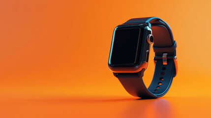 Stylish Modern Smartwatch on Vibrant Orange Background