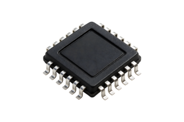 Black Integrated Circuit Chip Isolated on a Transparent Background