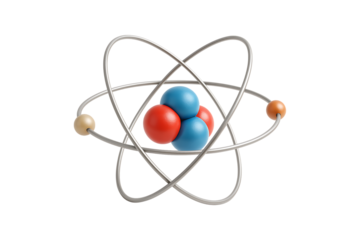 Atomic Structure Model Representing Science And Physics Isolated on a Transparent Background