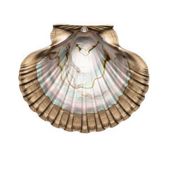 Beautiful scallop shell opened revealing iridescent interior nature ocean beauty marine life wonder