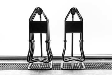 set of stools, black and white, abstract