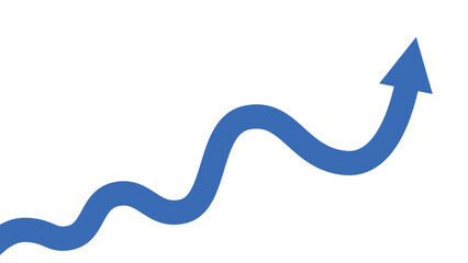 Blue Curved Business Arrow Going Up Representing Growth and Profit