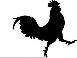 Black Silhouette Rooster Vector Illustration
