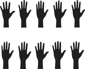 Human palm hand vector silhouette set