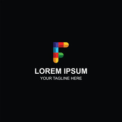 Modern Colorful Block Letter F Geometric Cube Logo Design with Creative Illustration