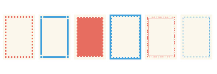 Trendy Retro Postage Stamp Design with Curvy and Jagged Edges