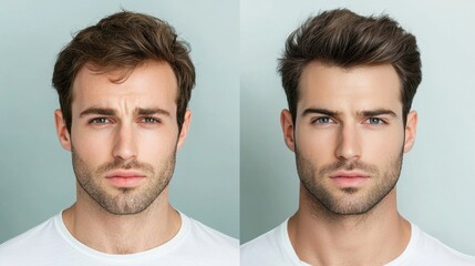Fototapeta premium Male Portraits Showcasing Modern Hairstyles and Grooming Styles