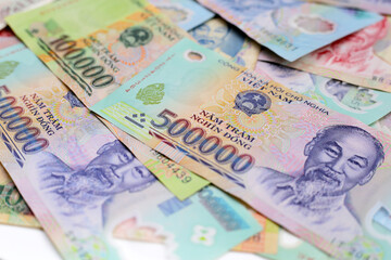 Obraz premium Vietnamese dong banknotes. Money concept