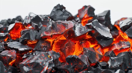 Hot coal embers closeup