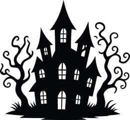 halloween castle vector illustration