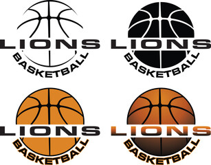 Basketball Design For Lions is a great graphic for basketball teams that includes a four versions of the design form simple to complex. It is great for shirt designs, promotional products of any kind 