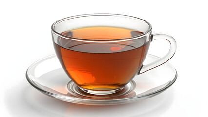 Fototapeta premium Glass Cup of Black Tea on White Background