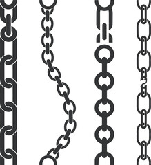 Obraz premium Set of Four Different Styles of Black Metal Chain Links on White Background Keywords: chain links metal chain industrial chain