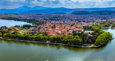 Aerial view of the city of Ioannina, Epirus, Greece