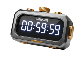 A sleek digital timer displaying a countdown of fifty nine minutes and fifty nine seconds