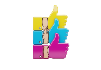 Colorful interlocking thumbs up hands forming a cohesive positive design