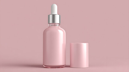 Pink Cosmetic Serum Bottle with Dropper in Studio