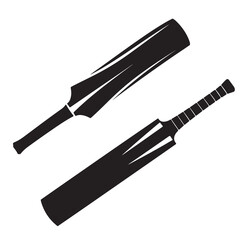 Black and White Cricket Bat Silhouette Vector Icon Sheet – Premium Sports Design