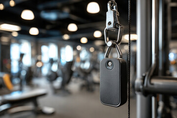 Detailed close-up of lat pulldown machine in a clean and mode