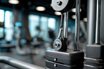 Detailed close-up of lat pulldown machine in a clean and mode