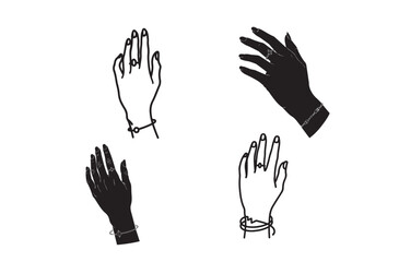 Obraz premium Jewelry Hand Silhouette with Ring and Bracelet Vector Icon Sheet – Luxury Fashion Detail