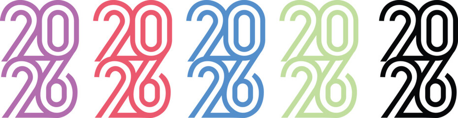Colorful outline 2026 year Numbers, New year concept.