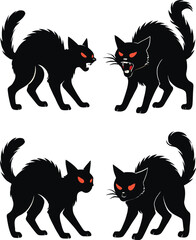 set of cats silhouettes