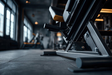 Fototapeta premium Detailed close-up of leg press machine in a clean and modern
