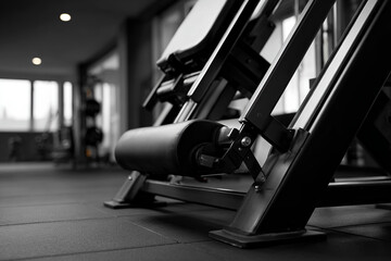 Fototapeta premium Detailed close-up of leg press machine in a clean and modern