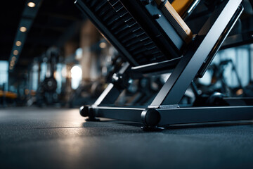Detailed close-up of leg press machine in a clean and modern