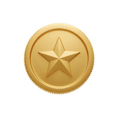 Fototapeta premium 3D Illustrations of 3d gold coin with star emblem isolated on transparent background
