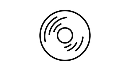 Simple black line drawing of a vinyl record