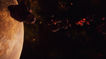 a large cluster of asteroids near an unknown planet