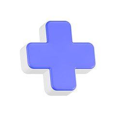 Obraz premium 3d rendering icon cross blue color