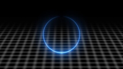double neon line circle glow border, alpha channel, seamless loop, abstract glowing neon line cyan color circular lens animation neon light on black background, vertical design and image frame