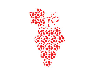 Illustration of red grapes bunch stylized dots pattern isolated