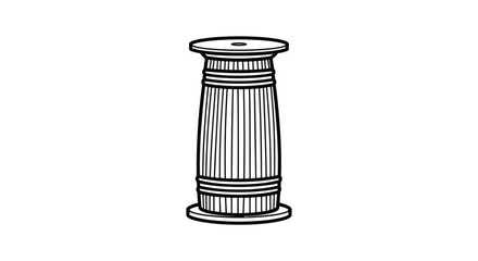 Simple black and white illustration of a spool