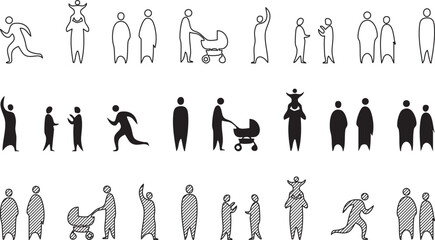 Family and Professional Silhouettes: Talking and Meeting Vector Figures