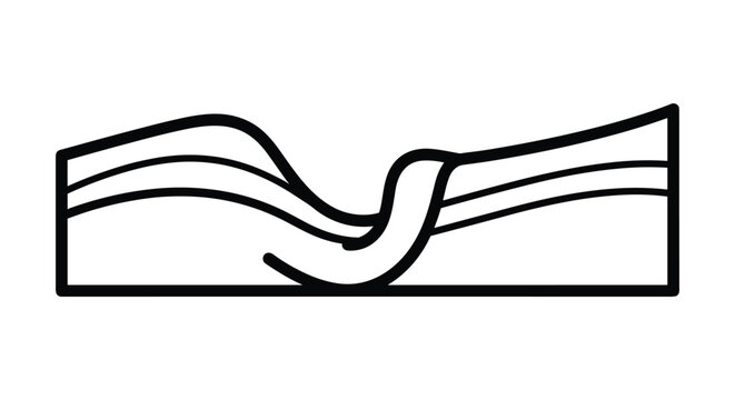 Simple line drawing of a folded structure