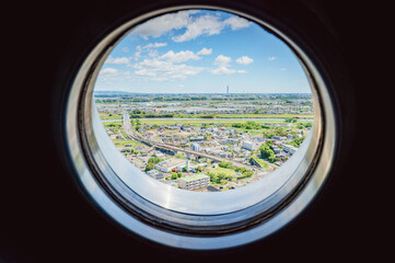 茨城　水戸芸術館シンボルタワーの窓から望む景色
