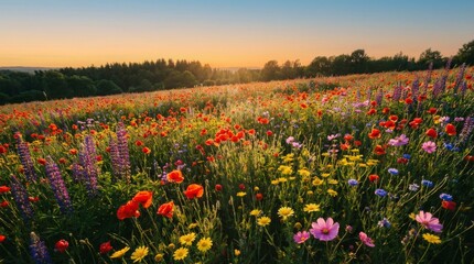 Vibrant Wildflowers in a Serene Field.