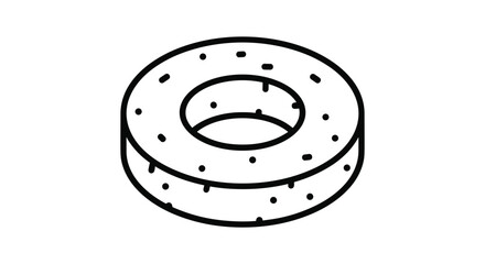 Simple line drawing of a donut