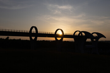 Scotland, stunning sunset at the Falkirk wheel.