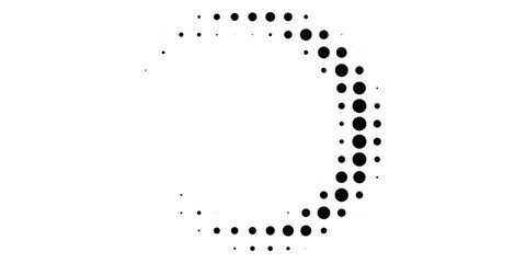 Dotted circular logo. Circular concentric dots isolated on the white background. Halftone fabric design.Halftone circle dots texture. Vector design element for various purposes.