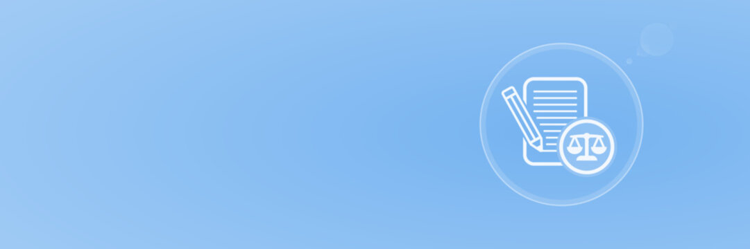 Header Bild Vertragsrecht Dokument Unterschrift Icon mit Waage Vektor copy space svg unter 60 kB