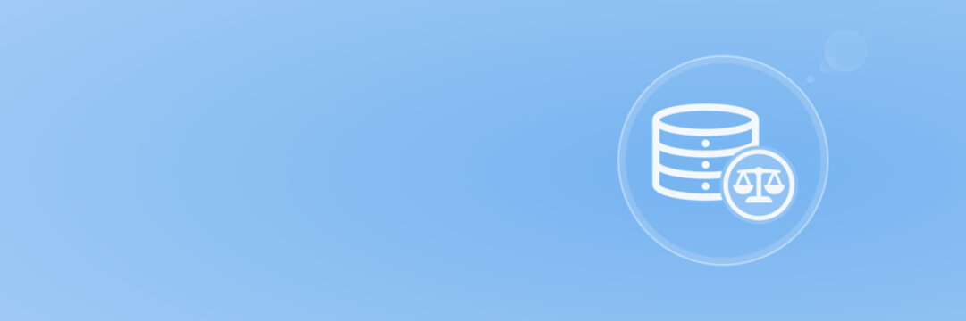 Header Bild Datenschutz Server Datenbank Icon mit Waage Vektor copy space svg unter 60 kB