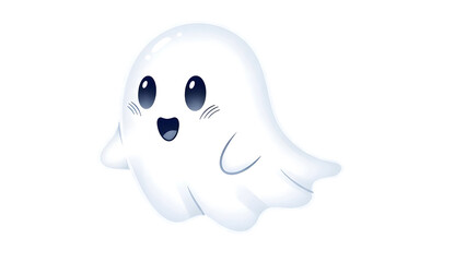 Smiling Cartoon Ghost &ndash; Cute White Character with Happy Expression PNG