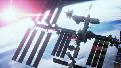 International Space Station in outer space over the planet Earth orbit. Elements of this image furnished by NASA.