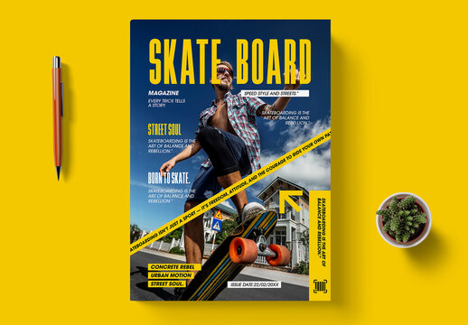 Urban Street Style Skateboard Magazine Cover Template
