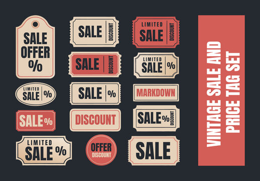 Vintage Sale And Price Tag Set